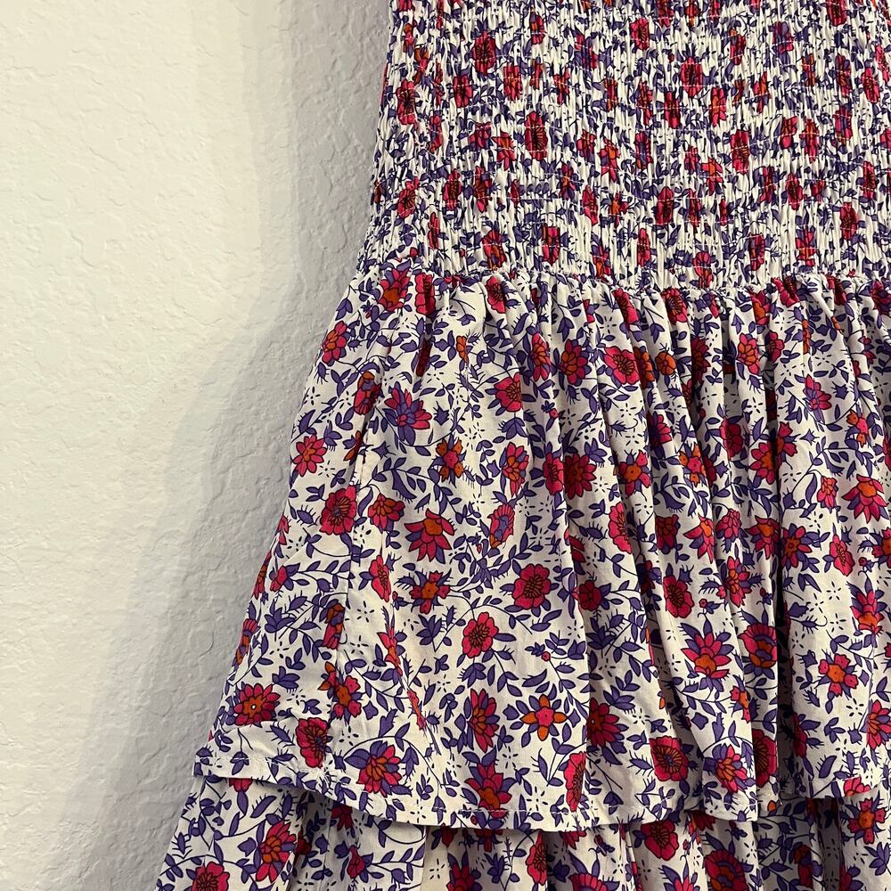Abel the Label Anthropologie Maxi Dress S Pink Floral Tiered Smocked Cottagecore - Picture 5 of 12